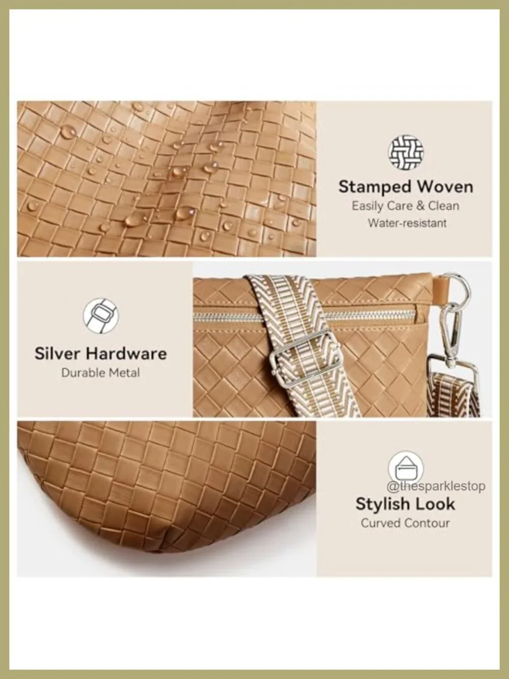 Faux Woven Vegan Leather Crossbody Bum Bag Fanny Pack for Women